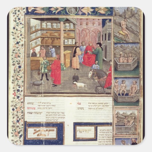 Pagina van het "Canon of Medicine" van Avicenna Vierkante Sticker (Voorkant)