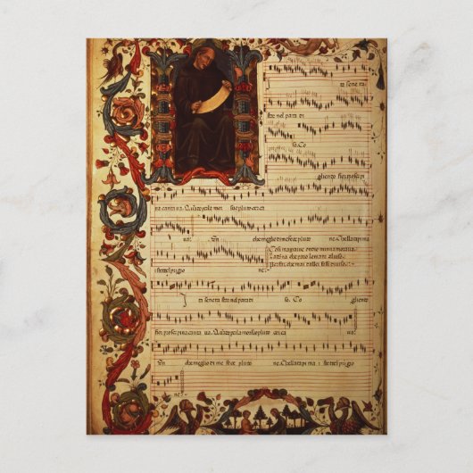 Pagina van Musical Notation met historiek Briefkaart (Voorkant)