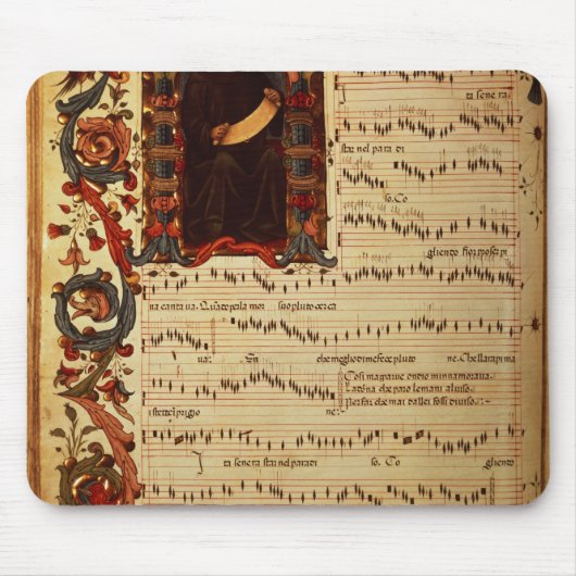Pagina van Musical Notation met historiek Muismat (Voorkant)