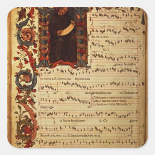 Pagina van Musical Notation met historiek Vierkante Sticker