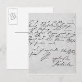 Pagina van tekst met zijn handtekening briefkaart (Voorkant / Achterkant)