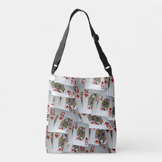 Pagina vol met koninginnen die kaarten spelen, crossbody tas (Achterkant)