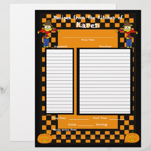 Pagina voor ontvangst van halloween screcrow (Voorkant / Achterkant)