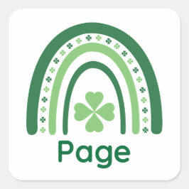 Paginanaam Clover Boho Rainbow Vierkante Sticker