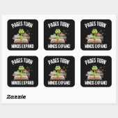Pagina's Turn Minds Expand Bookworm Vierkante Sticker (Vel)