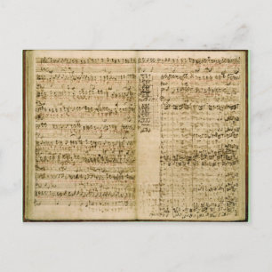 Pagina's uit de kern van de "Kunst van de Fugue" Briefkaart