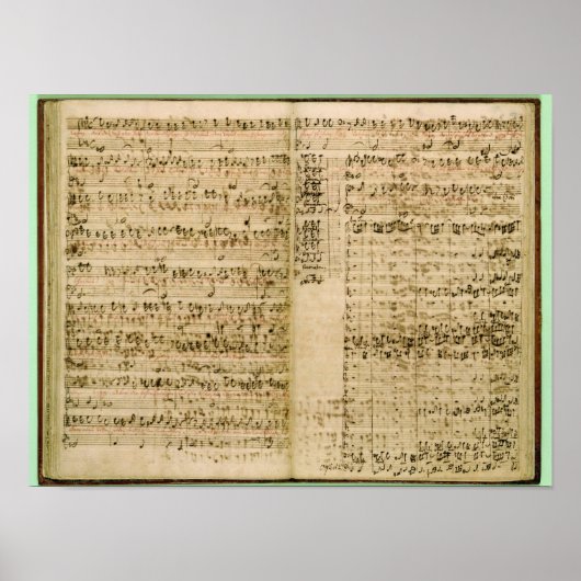 Pagina's uit de kern van de "Kunst van de Fugue" Poster (Voorkant)