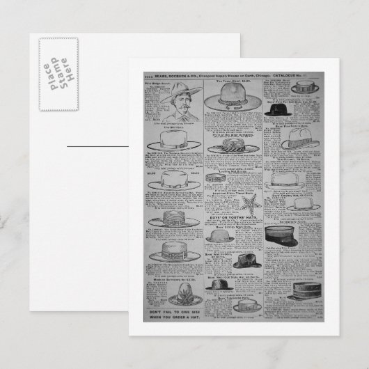 Pagina's uit de zegen, Roebuck van Chicago, catalo Briefkaart (Voorkant / Achterkant)