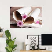 Pagina's van een boek dat tot een hartvorm wordt g poster (Thuiskantoor)