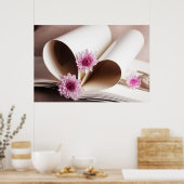 Pagina's van een boek dat tot een hartvorm wordt g poster (Keuken)