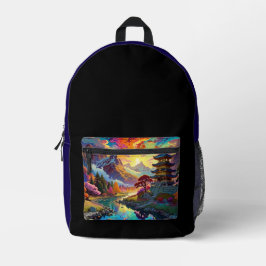 Pagoda and Coloured Landscape  Bedrukte Rugzak