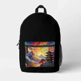Pagoda and Coloured Landscape Bedrukte Rugzak