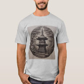 Pagoda Asiática en Bosque Tropical en Ilustración  T-shirt (Voorkant)