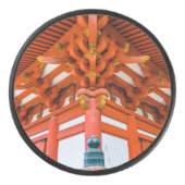Pagoda bottom up perspective, Miyajima Hockey Puck (Voorkant)