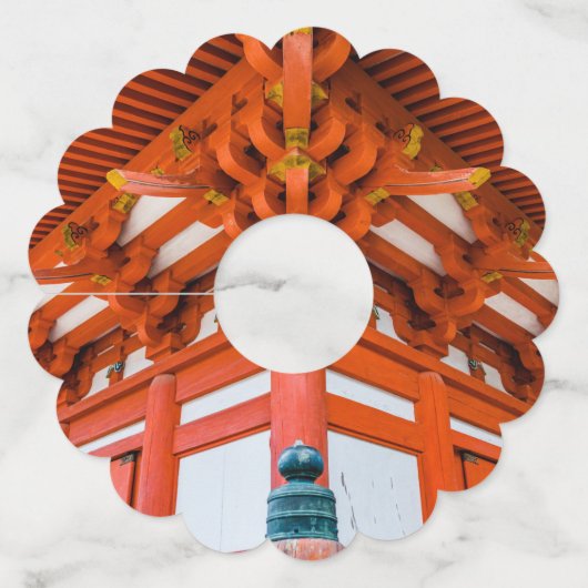 Pagoda bottom up perspective, Miyajima Wijnglaslabel (Voorkant)