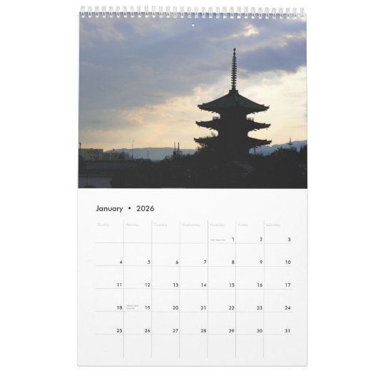 Pagoda Calendar Kalender (Jan 2026)