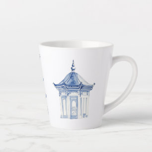 Pagoda Chinoiserie Blauw en Wit Latte Mok