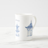 Pagoda Chinoiserie Blauwe en Witte Koffie Mok (Voorkant rechts)