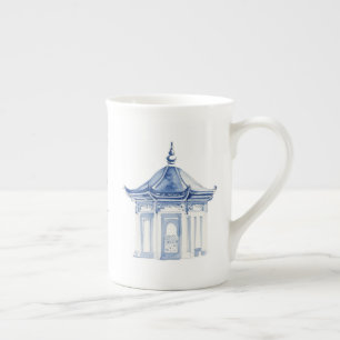 Pagoda Chinoiserie Blauwe en Witte Koffie Mok