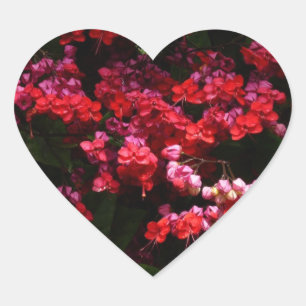 Pagoda Flowers Colorful Red en Roze Hart Sticker