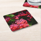 Pagoda Flowers Colorful Red en Roze Kartonnen Onderzetters (Schuin)