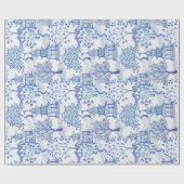 Pagoda Forest in Blue op White Cadeaupapier (Vlak)