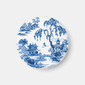Pagoda Garden in Blauwe Porselein Magneet (Voorkant)