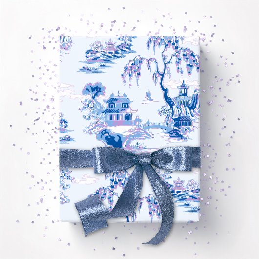 Pagoda Garden in Blue and Purple Cadeaupapier
