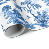 Pagoda Garden in Blue Porcelain Cadeaupapier (Rol Hoek)