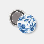 Pagoda Garden in Blue Porcelain Magnet (Voorkant / Achterkant)