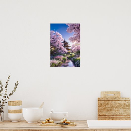 Pagoda in Bloom Poster (Keuken)