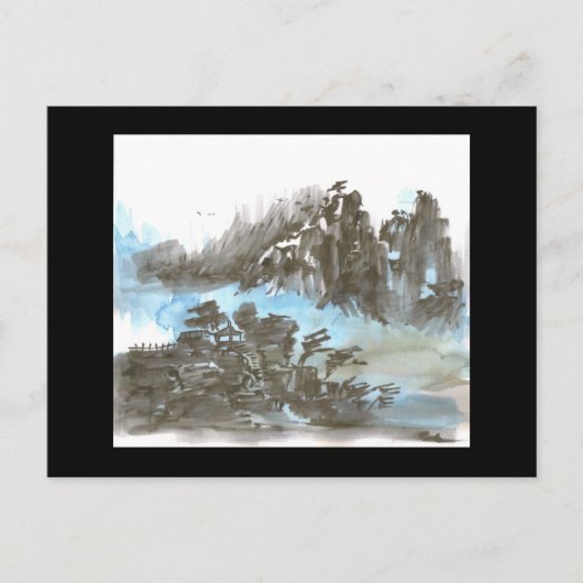 Pagoda in de bergen in het Zwarte Briefkaart (Voorkant)