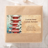 Pagoda in de Snow Kawase Hasui shin hanga art Etiket (Insitu)