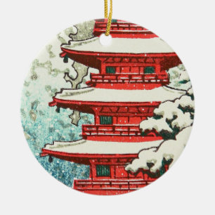 Pagoda in de Snow Kawase Hasui shin hanga art Keramisch Ornament