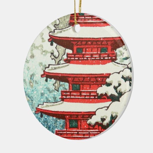 Pagoda in de Snow Kawase Hasui shin hanga art Keramisch Ornament (Links)