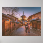 Pagoda in Dusk in Kyoto Japan Poster (Voorkant)