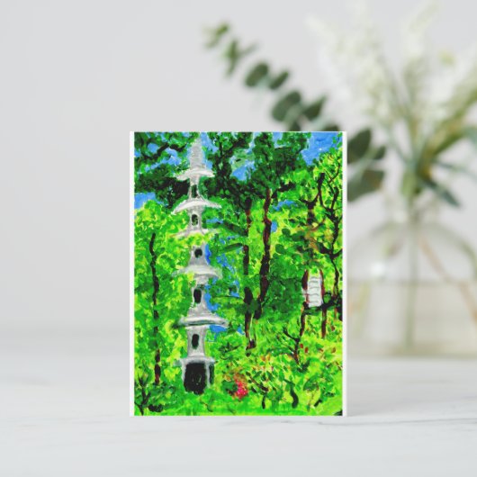 Pagoda in het briefkaart van het landschap van de (Staand voorkant)