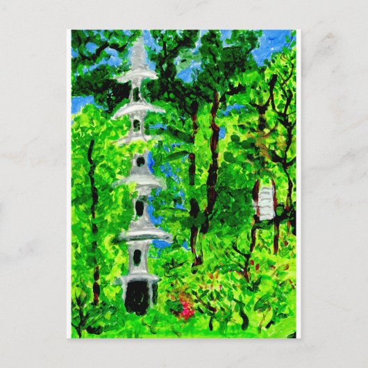 Pagoda in het briefkaart van het landschap van de  (Voorkant)