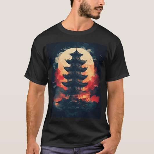 Pagoda Logo Symbol1 Digitale kunst T-shirt (Voorkant)