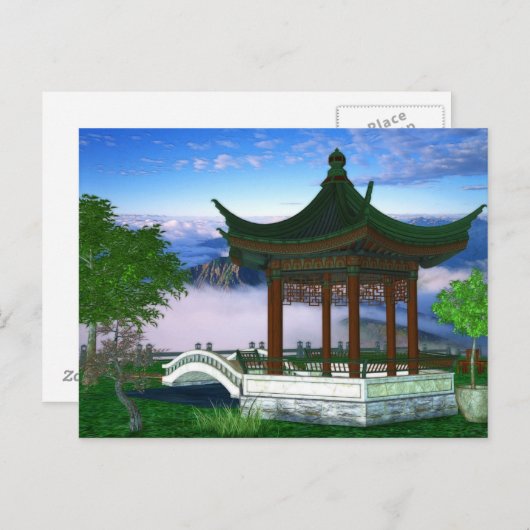 Pagoda Natuur Landschap Fantasy Art Briefkaart (Voorkant / Achterkant)
