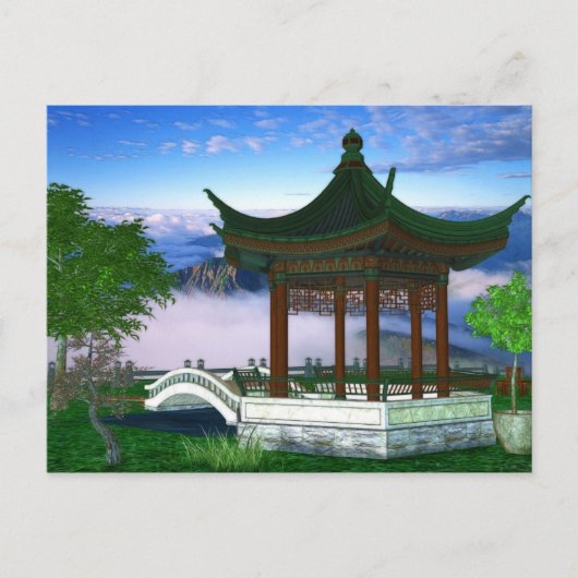 Pagoda Natuur Landschap Fantasy Art Briefkaart (Voorkant)