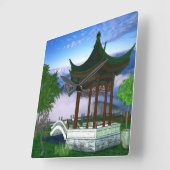 Pagoda Natuur Landschap Fantasy Art Vierkante Klok (Hoek)