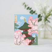 Pagoda onder Cherry Blossom Briefkaart (Staand voorkant)