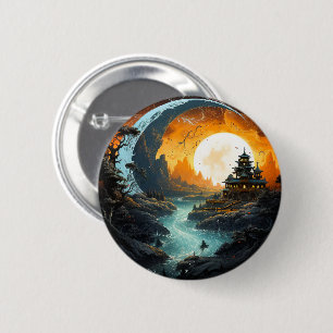 Pagoda Palace rivier Yin Yang Martial Arts Ronde Button 5,7 Cm