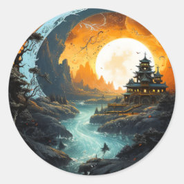 Pagoda Palace rivier Yin Yang Martial Arts Ronde Sticker
