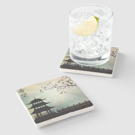 Pagoda ray of light "Hope" Stenen Onderzetter (Zijkant)