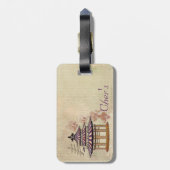 Pagoda Roos gemengd media-Orientaal Bagagelabel (Achterkant verticaal)