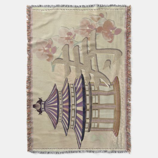 Pagoda Roos gemengd media-Orientaal Deken (Voorkant Verticaal)