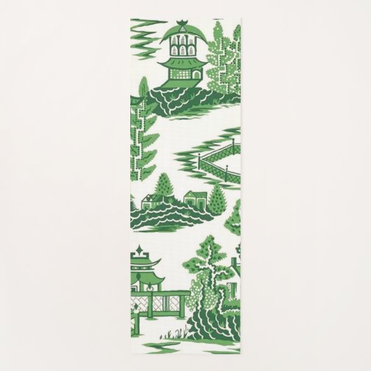Pagoda Theehuis Chinoiserie in Jade Green Yogamat (Voorkant)