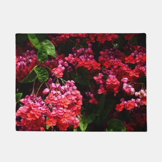 Pagode Bloemen Kleurig Rood en Roze Deurmat (Voorkant)